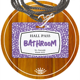 教育者のための組版ブックバスルームのホールパス バッジ