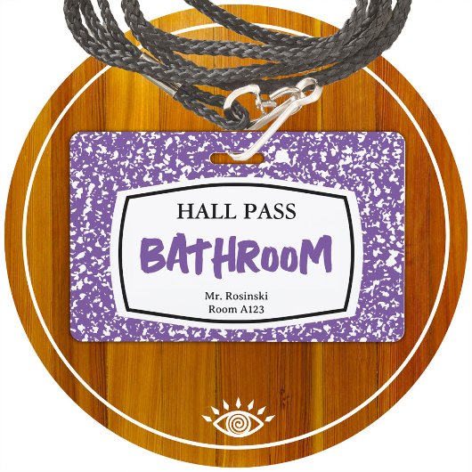 教育者のための組版ブックバスルームのホールパス バッジ