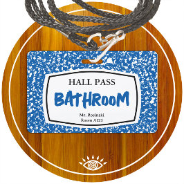 教育者のための組版ブックバスルームのホールパス バッジ