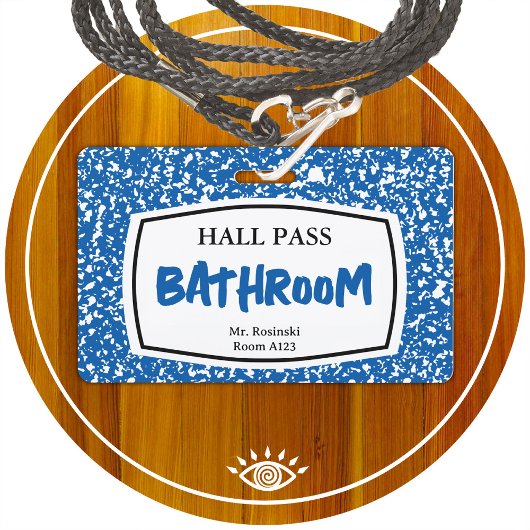 教育者のための組版ブックバスルームのホールパス バッジ