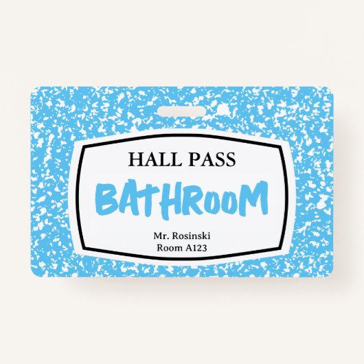 教育者のための組版ブックバスルームのホールパス バッジ (正面)