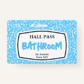 教育者のための組版ブックバスルームのホールパス バッジ (裏面)