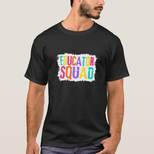 教育者の分隊カラフルブ絵を描ラシ Tシャツ (正面)