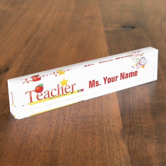 教育者の机の名札 デスクネームプレート (側面)