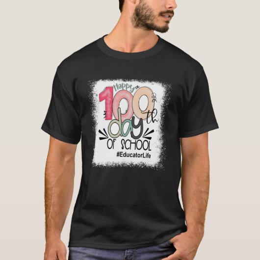 教育者の生活かわいい幸せ100日のバックスクール Tシャツ (正面)