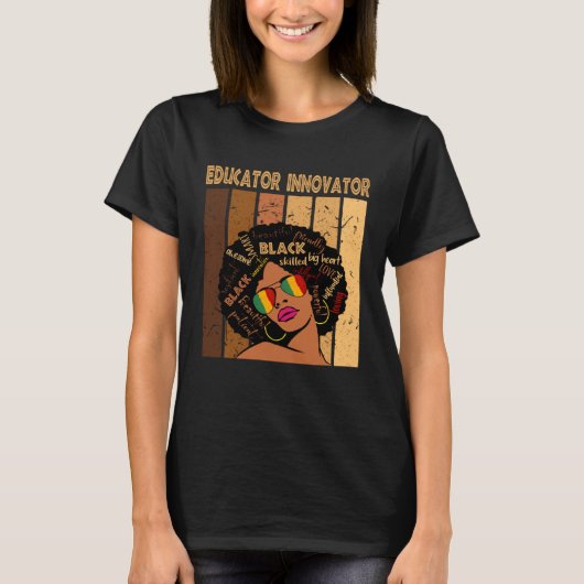 教育者イノベーターAfro African American Black His Tシャツ (正面)