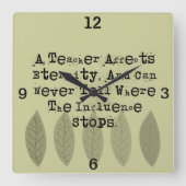 教育者退職した時計ヘンリーアダムス引用文 スクエア壁時計 (正面)