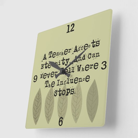 教育者退職した時計ヘンリーアダムス引用文 スクエア壁時計 (傾斜)