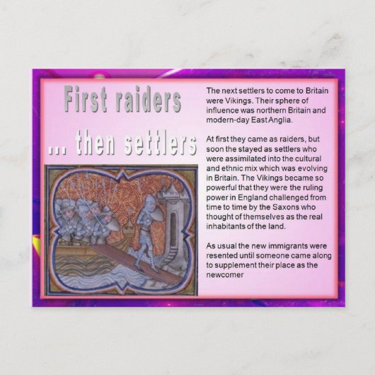 教育、移民、バイキング ポストカード (正面)