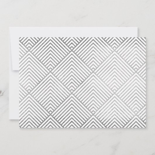 教養がある銀製のフェイクなホイルの保存日付のコラージュ セーブザデート (裏面)