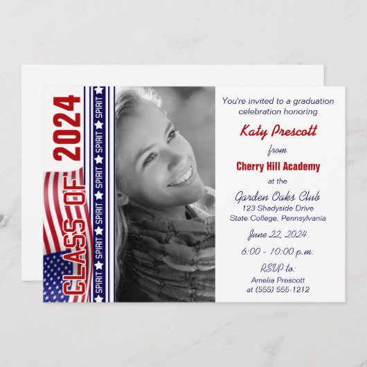 教養精神の愛国的卒業発表 招待状 (正面/裏面)