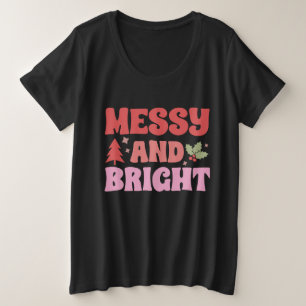 散らかっおもしろいて明るいクリスマス プラスサイズTシャツ