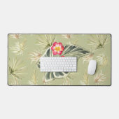散らかったパームのトライカラーと花 デスクマット (キーボード&マウス)
