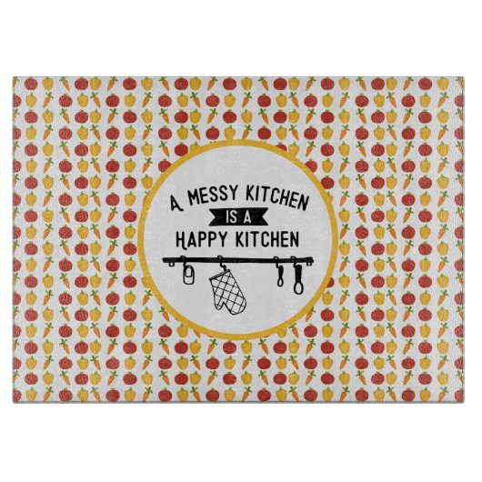 散らかった台所は幸せなキッチンギフトピーマンだ カッティングボード (正面)