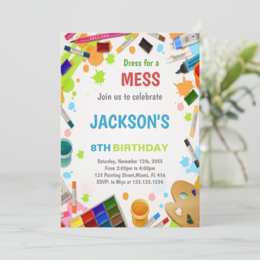 散らかった招待状用のドレ絵を描ス 招待状 (スタンド正面)