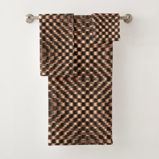 散らかった散らかった茶色のチェスがお互いに重なり合う バスタオルセット (インサイチュ)