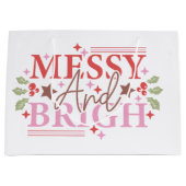 散らかった明るいクリスマスの贈りパーソナライズされた物 ラージペーパーバッグ (正面)