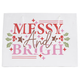 散らかった明るいクリスマスの贈りパーソナライズされた物 ラージペーパーバッグ