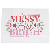 散らかった明るいクリスマスの贈りパーソナライズされた物 ラージペーパーバッグ (裏面)