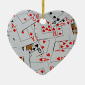 散らばったトランプの柄のデッキ セラミックオーナメント (正面)
