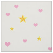 散らばったピンクのハートと黄金の黄色の星 ファブリック (見本)