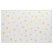 散らばったピンクのハートと黄金の黄色の星 ファブリック (ファットクウォーター)