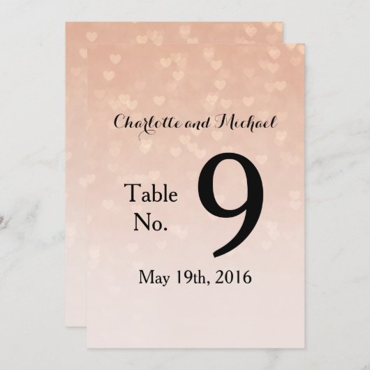 散らばるハートのダスティローズオンブレ 招待状 (正面/裏面)