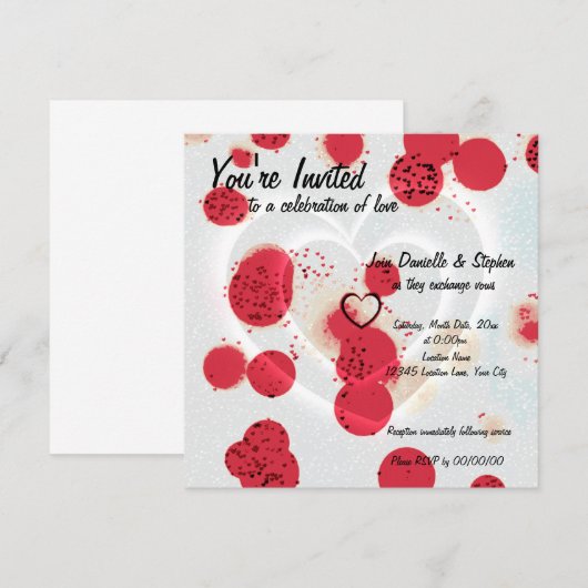 散らばるハート 招待状 (正面/裏面)