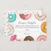 散りばめられたドーナツおむつラッフル招待状インサート エンクロージャーカード (正面/裏面)
