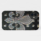 散りばめられた(紋章の)フラ・ダ・リのプリントの場合 Case-Mate iPhoneケース (裏面(横))