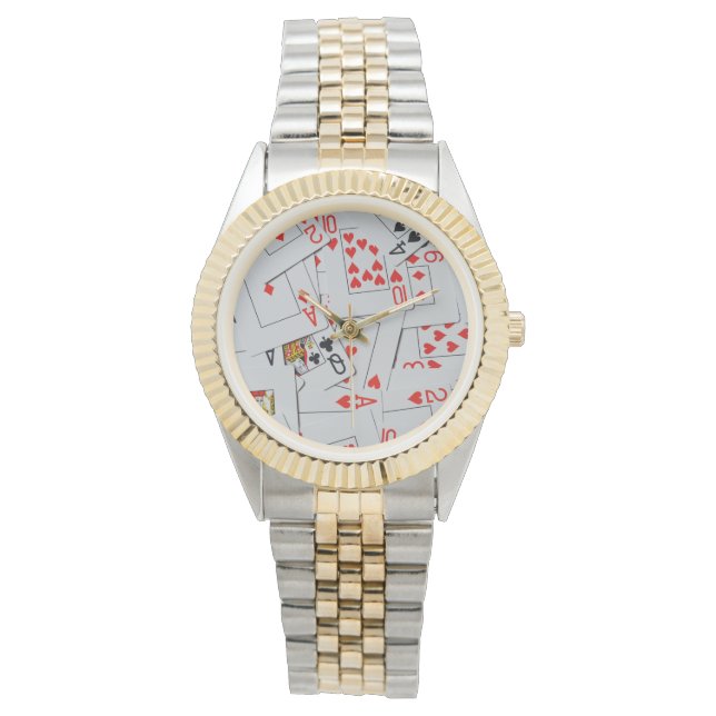 散乱したトランプのデッキ 腕時計 (正面)