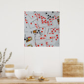 散乱したポーカーカードのデッキ ポスター (キッチン)