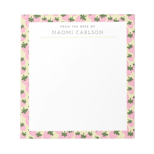 散乱イチゴ（クリーム）カスタムメモ帳 ノートパッド (正面)