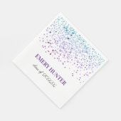 散乱グリッターブルーとパープル スタンダードランチョンナプキン (角)