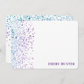 散乱グリッターブルーとパープル ノートカード (正面/裏面)