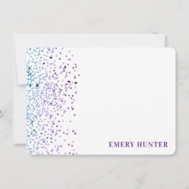 散乱グリッターブルーとパープル ノートカード