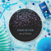 散乱グリッターブルーとパープル ペーパープレート (パーティー)