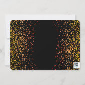 散乱グリッター金ゴールドとオレンジの卒業 招待状 (裏面)