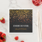 散乱グリッター金ゴールドとオレンジ スタンダードランチョンナプキン (インサイチュ)