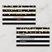 散乱モダンストライプ金ゴールドハート 名刺 (正面/裏面)