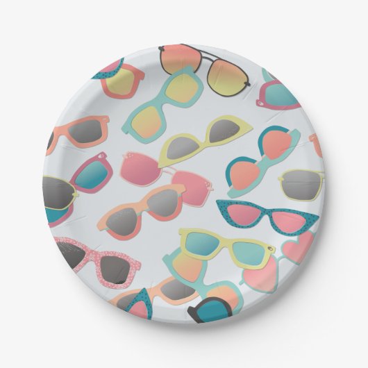 散乱レトロサングラスサマー子供の誕生日 ペーパープレート (正面)