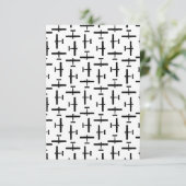 散乱ヴィンテージ飛行機カスタムアートBGカラー サンキューカード (スタンド正面)