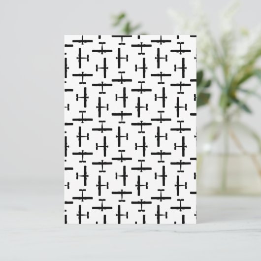 散乱ヴィンテージ飛行機カスタムアートBGカラー サンキューカード (スタンド正面)