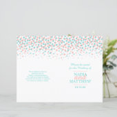 散乱紙吹雪ドットサンゴティール(緑がかった色)結婚式プログラム (スタンド正面)