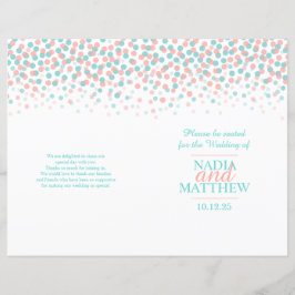 散乱紙吹雪ドットサンゴティール（緑がかった色）結婚式プログラム