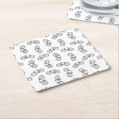 散乱自転車プリントパタカスタムーンBGカラー スクエアペーパーコースター (アングル)