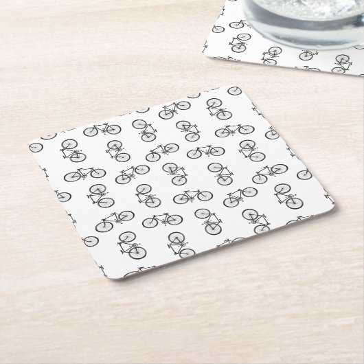 散乱自転車プリントパタカスタムーンBGカラー スクエアペーパーコースター (アングル)