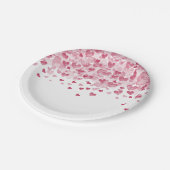 散乱赤いハートバレンタインデーパーティー ペーパープレート (アングル)