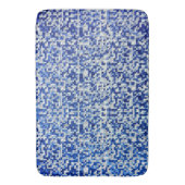 散在する多くの小さな正方形、青白の色合い バスマット (正面縦)