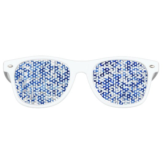 散在する多くの小さな正方形、青白の色合い レトロサングラス (正面)